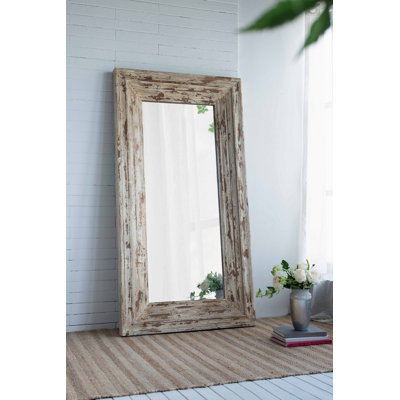 Miroir de plancher rectangulaire pleine longueur 39 po x 3,5 po x 75 po avec cadre en bois vieilli