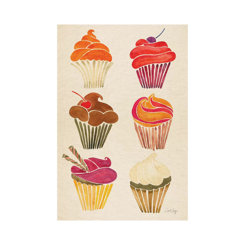 Strickler Cupcakes, H 60 po x l 40po x P 1,5 po, Papier d'art encadré noir, Blanc