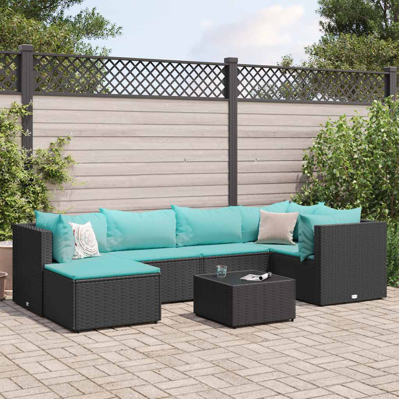  Ensemble de patio noir, bleu eau