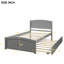 Lit plateforme simple en bois massif avec lit gigogne gris