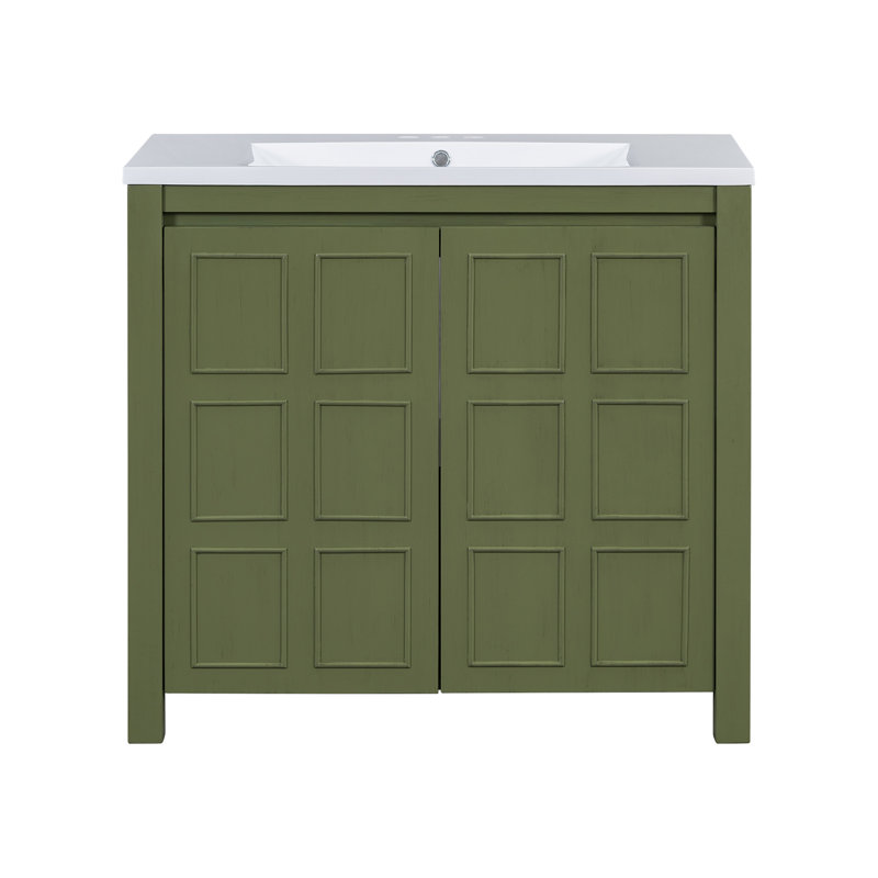 Rangement de meuble-lavabo 36 po avec lavabo, Vert olive