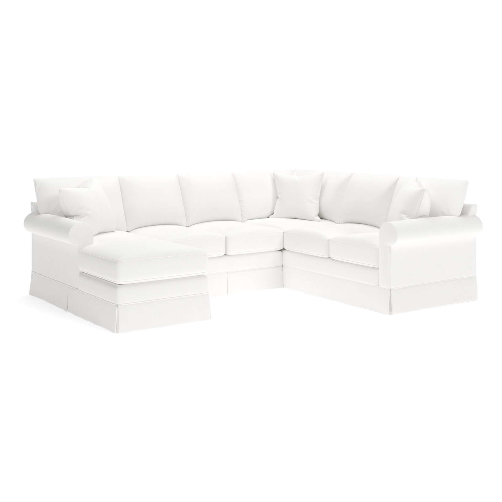 Friedman Upholstered Chaise U-Sectional, Left Hand Facing, Bayou Off White Canvas