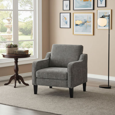 Light Gray Chenille Upholstered Armchair, Medieval-Modern Style, Comfortable Side Chair For Living Room Relaxation And Reading.