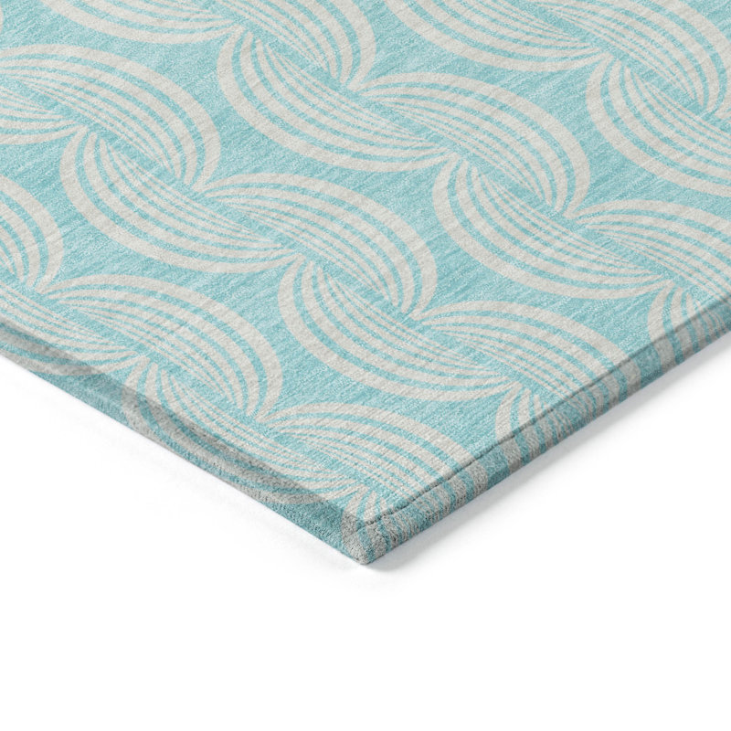 Machine Washable Indoor/Outdoor Chayden ACN1056 Mint Rug, Rectangle 3' x 5'