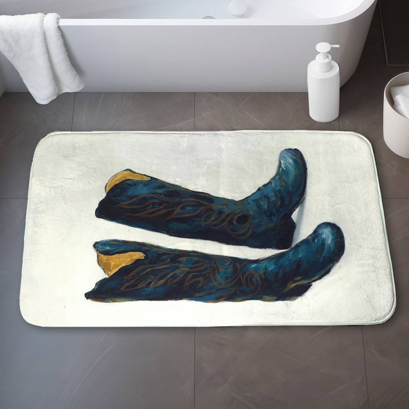 Leather cowboy boots Bath Mat with Non-Slip Backing - Quick Dry Memory Foam Bathroom Rug - Absorbent - Modern Plush Spa-Style - Machine Washable