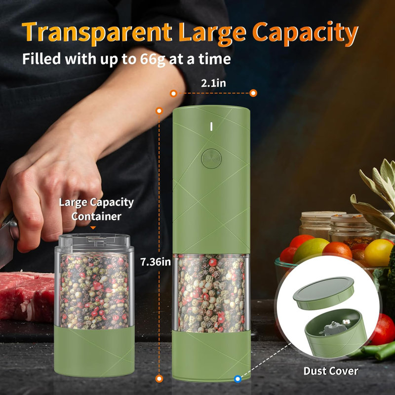 2-pack Electric Salt & Pepper Grinder Green