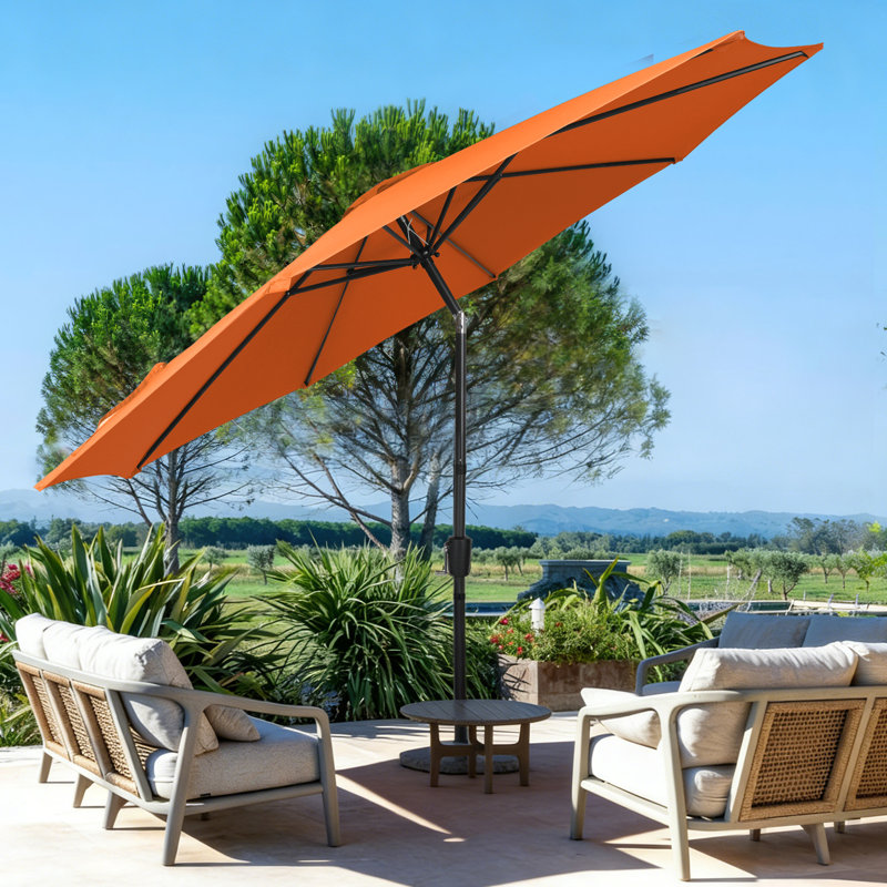 3m Large Paraso With UV, Garden Sun Shade Canopy Patio With Crank Tilt, Outdoor Umbrella  , Orange