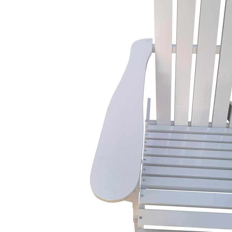 Chaise Adirondack en bois massif Basham, Blanc