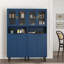 Tall Storage Show Cabinet With 2 Glass Display Door & 2 Doors, Tall Kitchen Pantry Cabinet-251408964