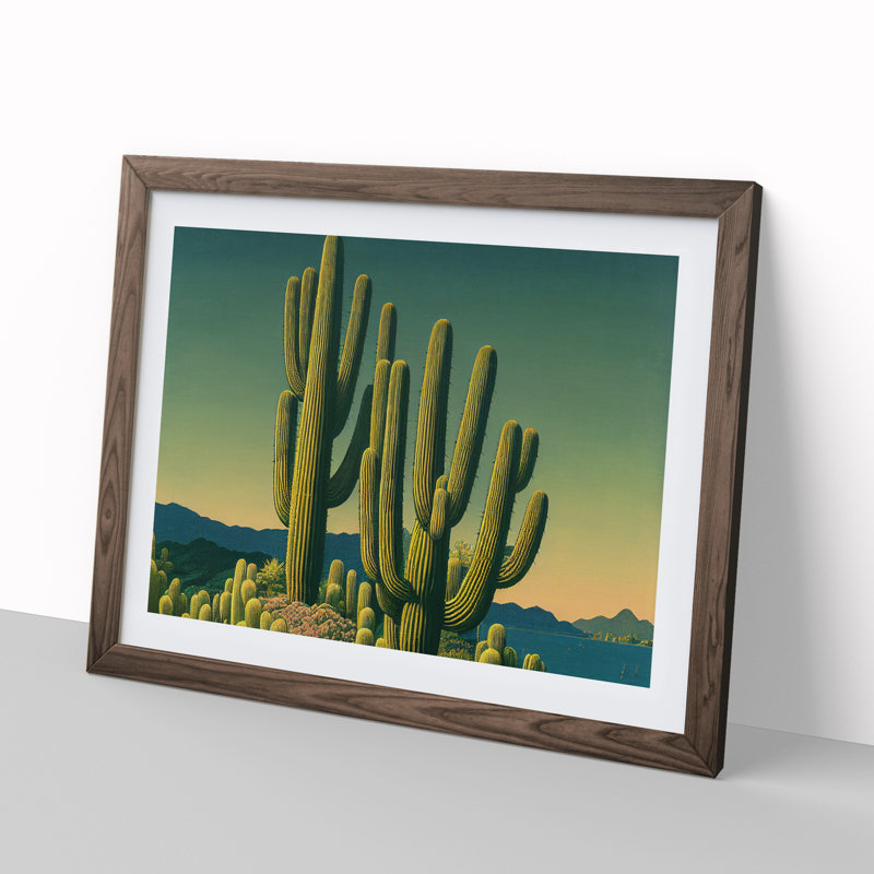 Wild Cactus - Framed Print, 46cm H x 64cm W x 2cm D, Walnut Framed
