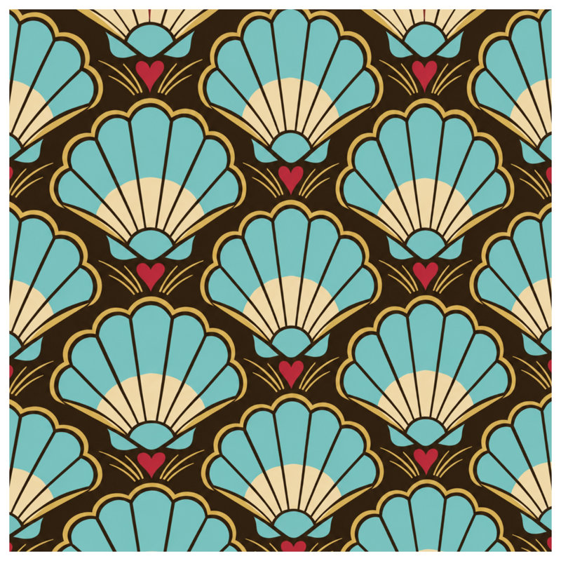 Couvertures à motif de coquillages festonnés, 60in W x 80in H