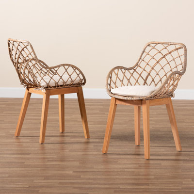 Hileman Wing Back Rattan Arm Chair in Greywash by Corrigan Studio