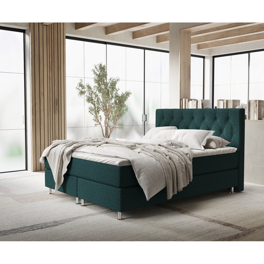 Echtes Boxspringbett Gaynelle mit Zwei Matratzen und Latex Topper