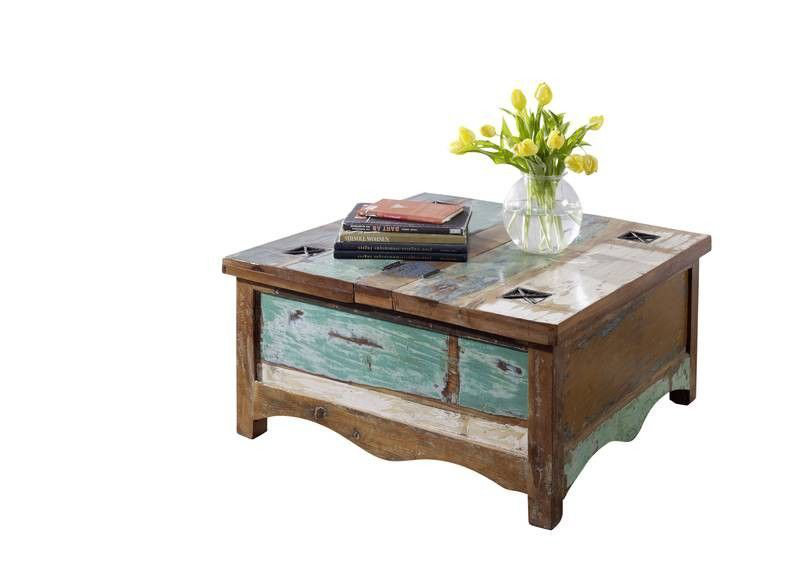 Nature Of Spirit Solid Wood Four Leg Coffee Table with Storage