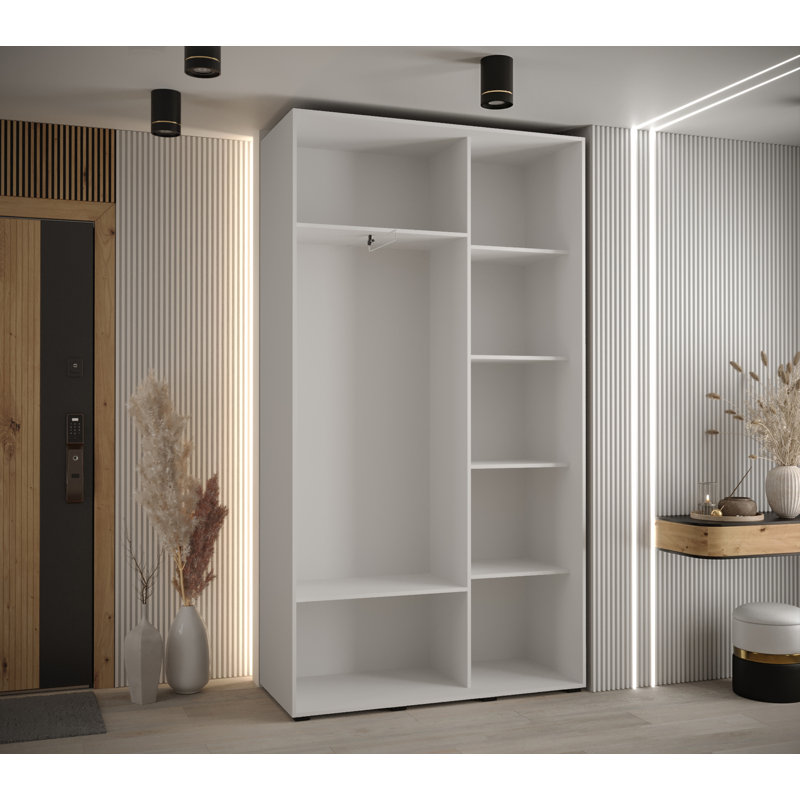 2 Door Laminate Wardrobe, 235.2cm H x 140cm W x 45cm D, Black/White