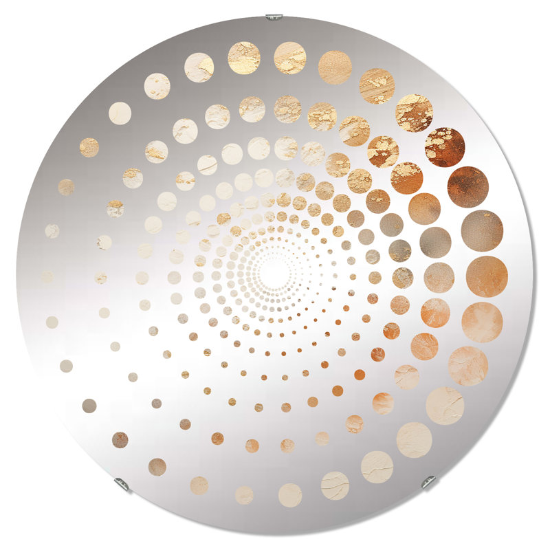 Or et marbre blanc Geode I - Miroir décoratif à spirale MIR106519 C, 31,4 po x 31,4 po