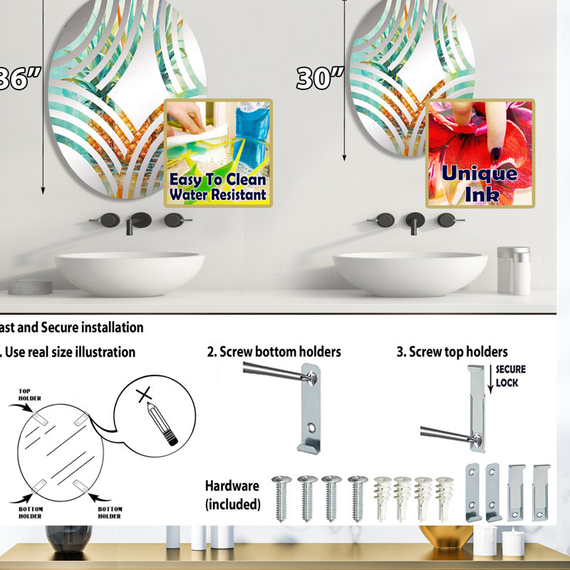 Miroir mural oval, 29,5 po x 19,6 po