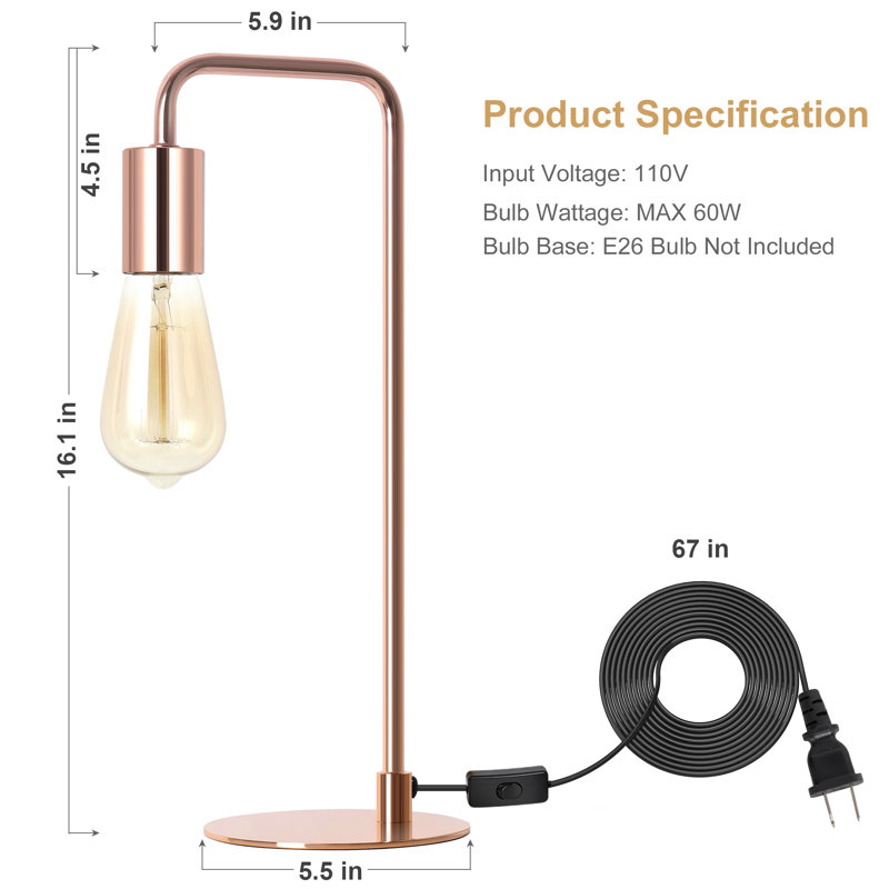 Lampe arquée 15,9 po or, Or rose