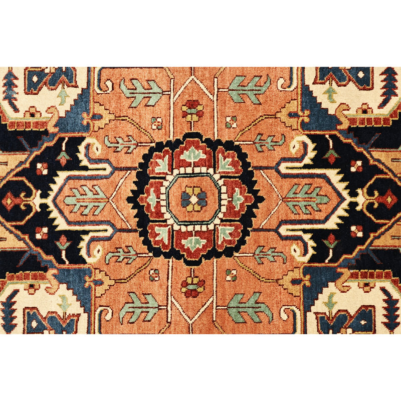 High-Quality Hand-Knotted Red And Blue Area Rug, Rectangle 8' x 10'