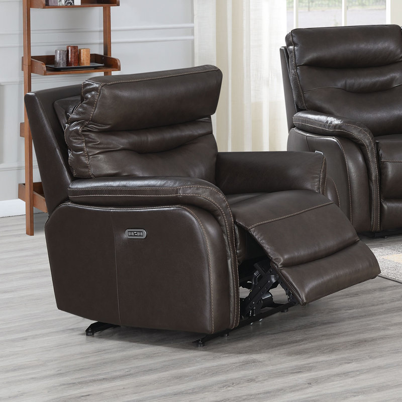 Aonghus Upholstered Power Recliner, Dark Brown