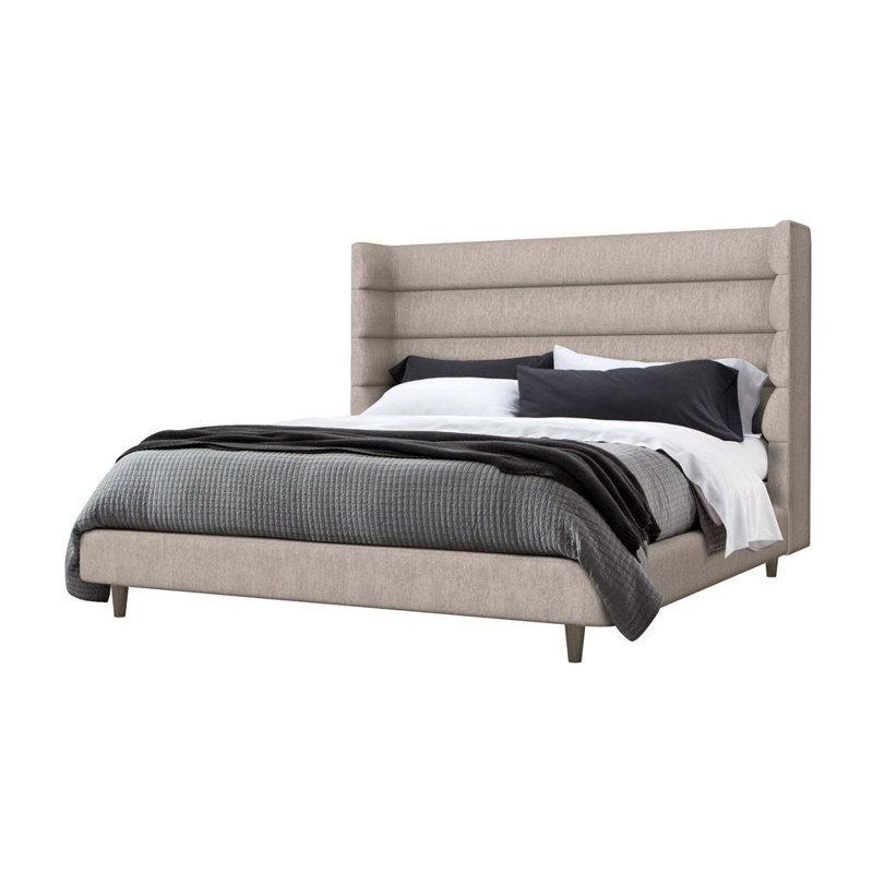 Ornette Upholstered Wingback Bed, California King, Pearl