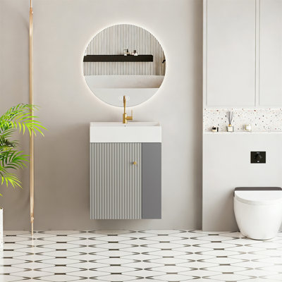 Meuble-lavabo mural 21,6 po avec lavabo en céramique