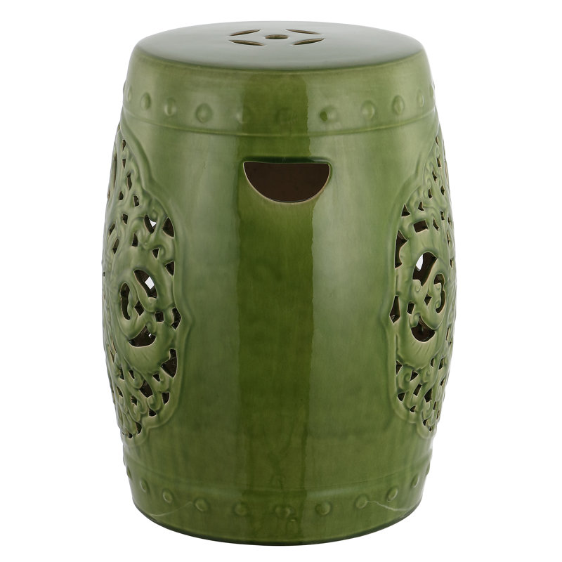 Tabouret de jardin en céramique Llaneli, Vert printemps