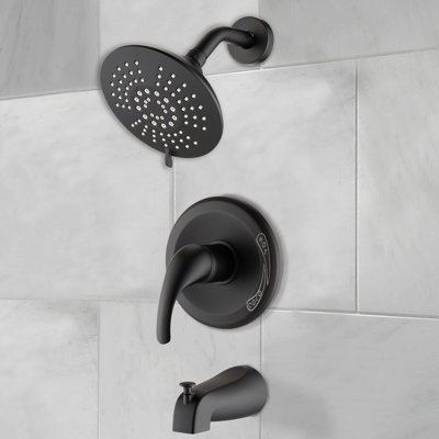 Matte Black Shower Fixture With 2.2 Gpm & 5 - Corrosion Head And Swivel Spout