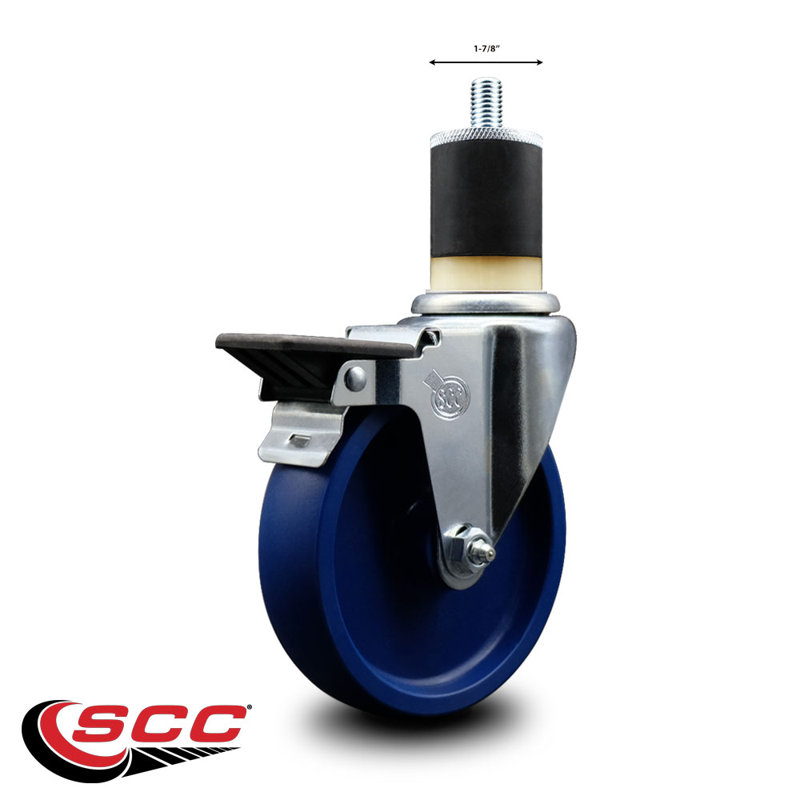 Solid Poly Swivel 1-7/8 Inch Expanding Stem Caster with Brake SCC