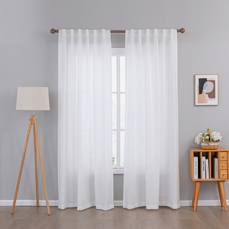 Paire de rideaux semi-transparents Dabachi, L 52 po x L 84 po, Blanc