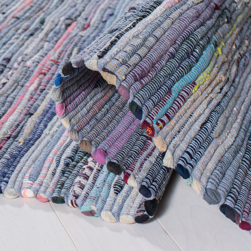 Feliciano Rag Rug Hand Woven Cotton Striped Rug, Rectangle 9' x 12'