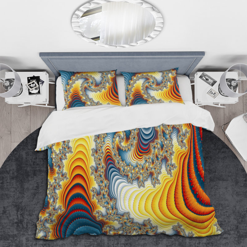 Multidimensional Fractal Spiral - Ensemble de housse de couette moderne - Microfibre de polyester