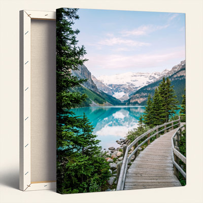 Art mural sur toile Gallery Wrap pour le salon, la chambre à coucher, le bureau ou le vestibule - décoration murale décorative avec lac de montagne