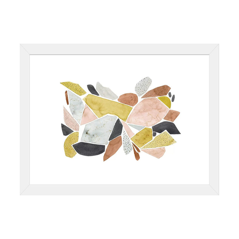 "Toscane Terazzo II" par Grace Popp-impression d’art graphique, H 16 po x l 24 po x P 1 po, Papier encadré blanc, Blanc