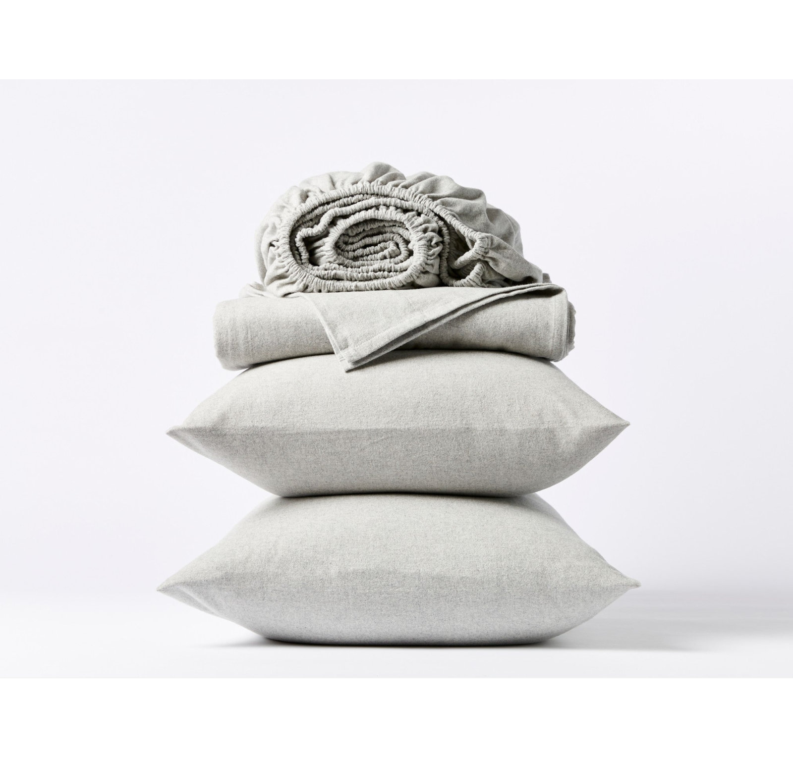 Cloud 100% Cotton Flannel Sheet Set, Twin Sheet Set with 1 Pillowcase, Pale Gray Heather