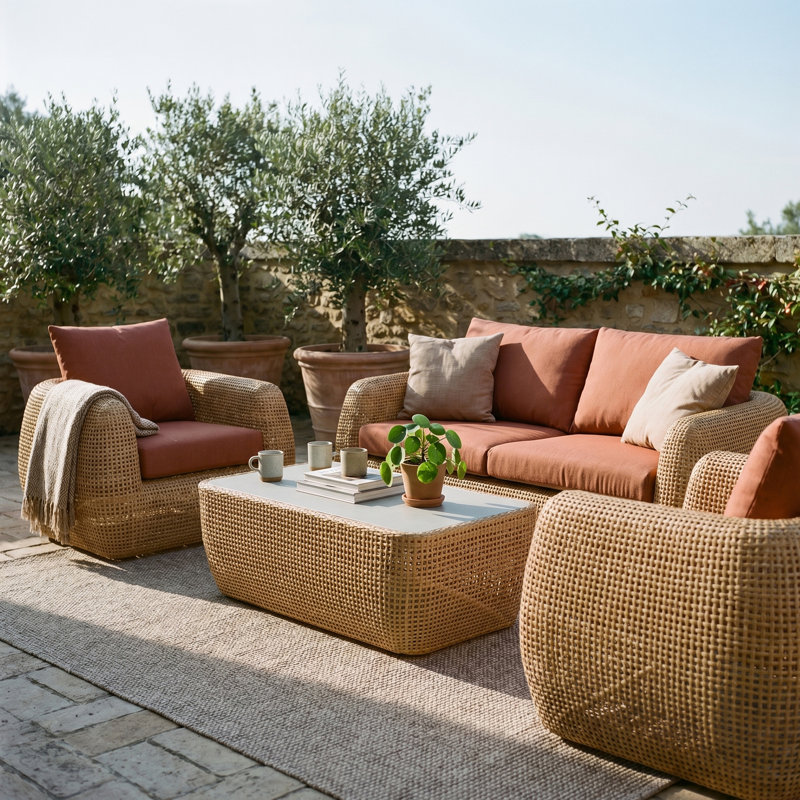 Sydney 4-Piece Sunbrella® Outdoor Patio Seating Set - Play Adobe, Play Adobe