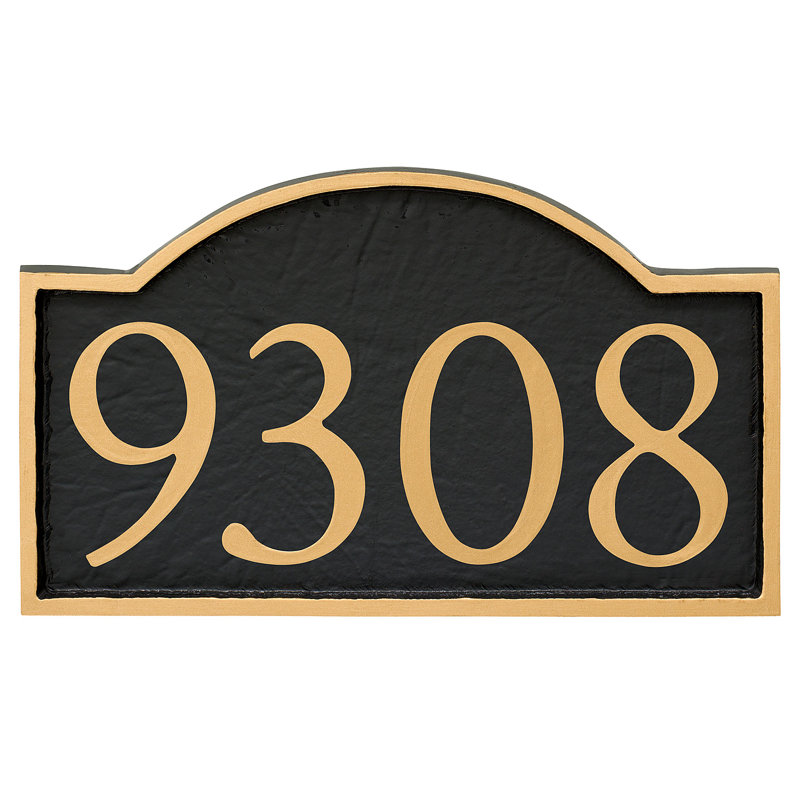Plaque d’adresse murale 1 ligne à empattement doux, Or, Oui, Noir