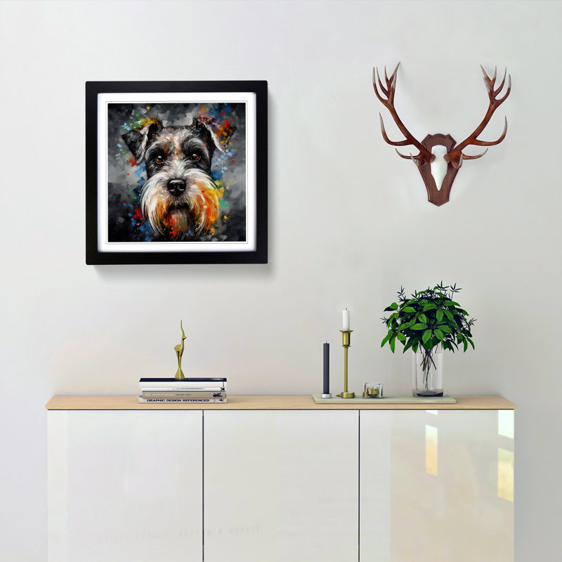 Schnauzer Expressionism - Framed Print, Black