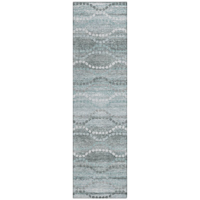 Machine Washable Indoor/Outdoor Xhevrie Teal Rug