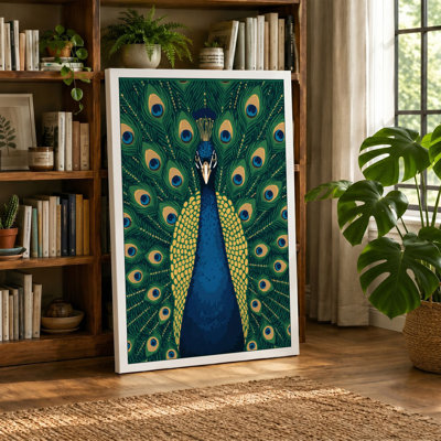 Regal Peacock Modern 1 Piece Wrapped Canvas Wall Art