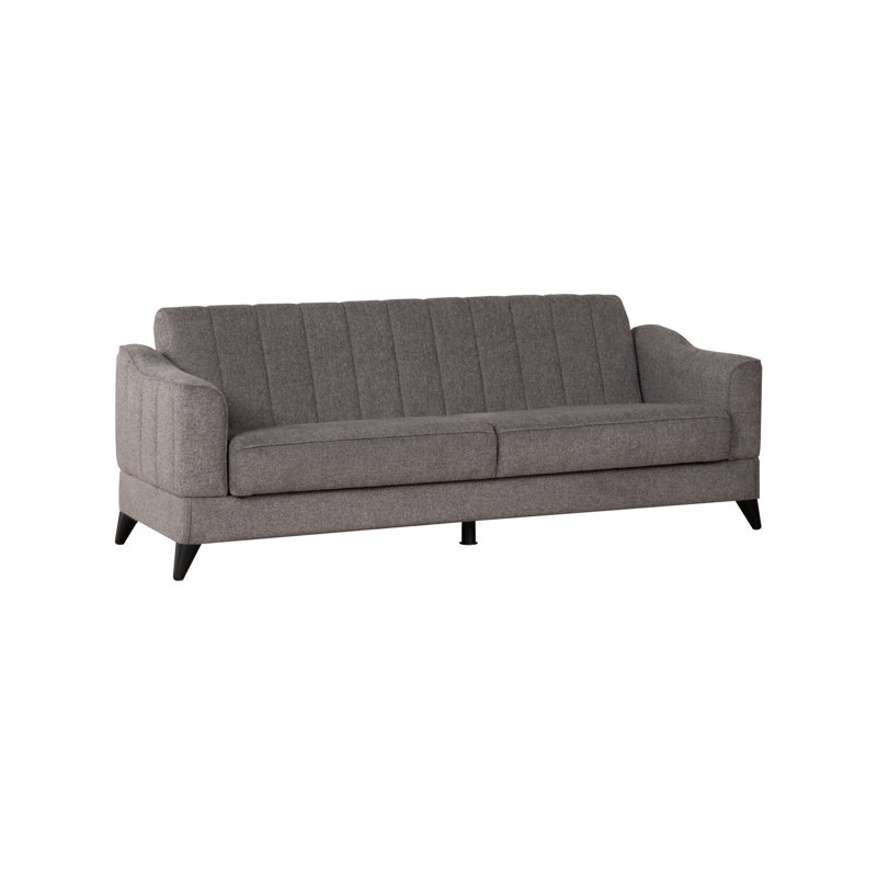 Canapé-lit Prestige gris, Gris chenille, Noyer foncé