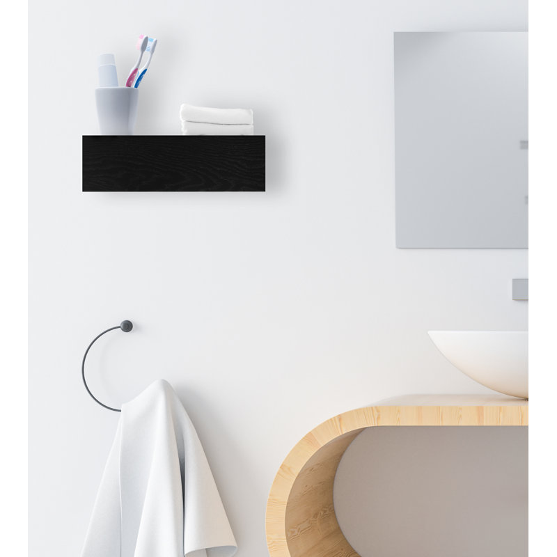 Artai Glass Accent Shelf, Black, 6" H x 13" W x 8" D