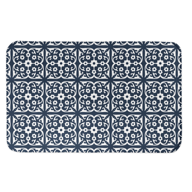 Tapis pour salle de bain Kenosha, Bleu marine