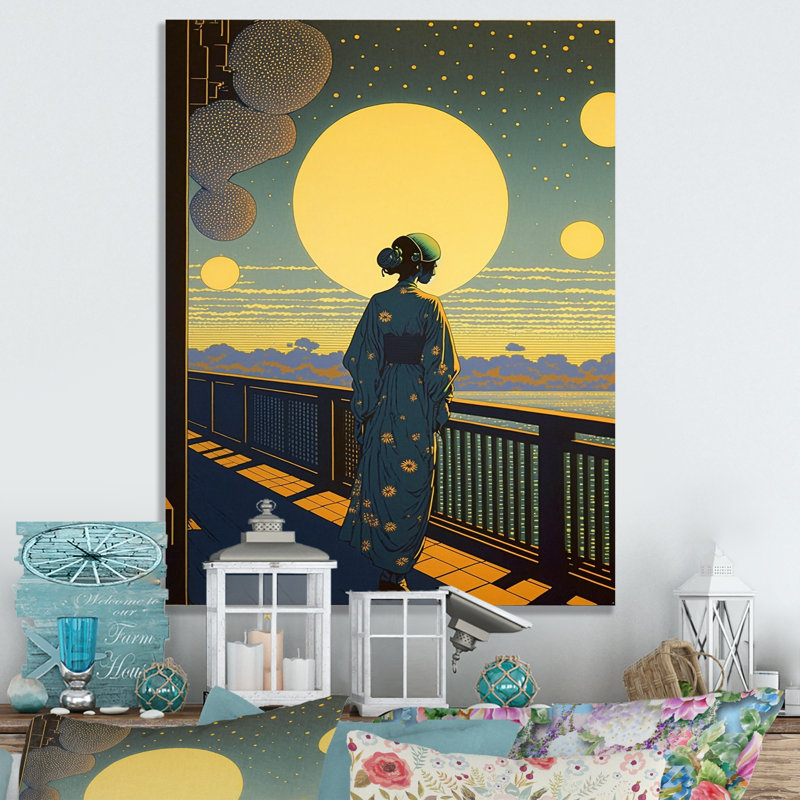 Marcher vers la pleine lune VII Marcher vers la pleine lune VII - reproduction sur toile, H 20 po x l 12 po x P 1 po