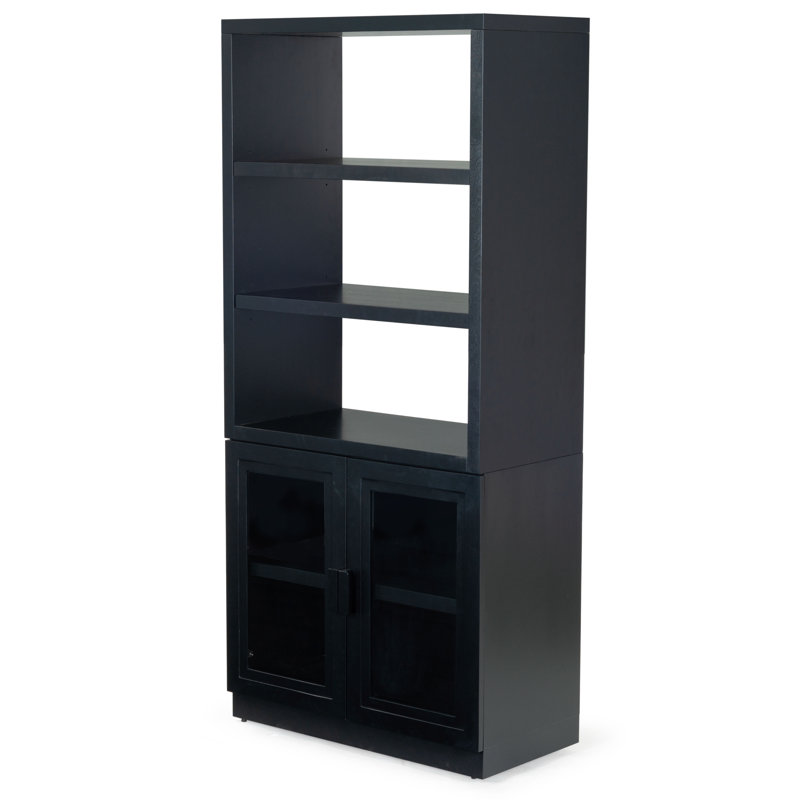 Roades Glass Cabinet Bookcase, Black