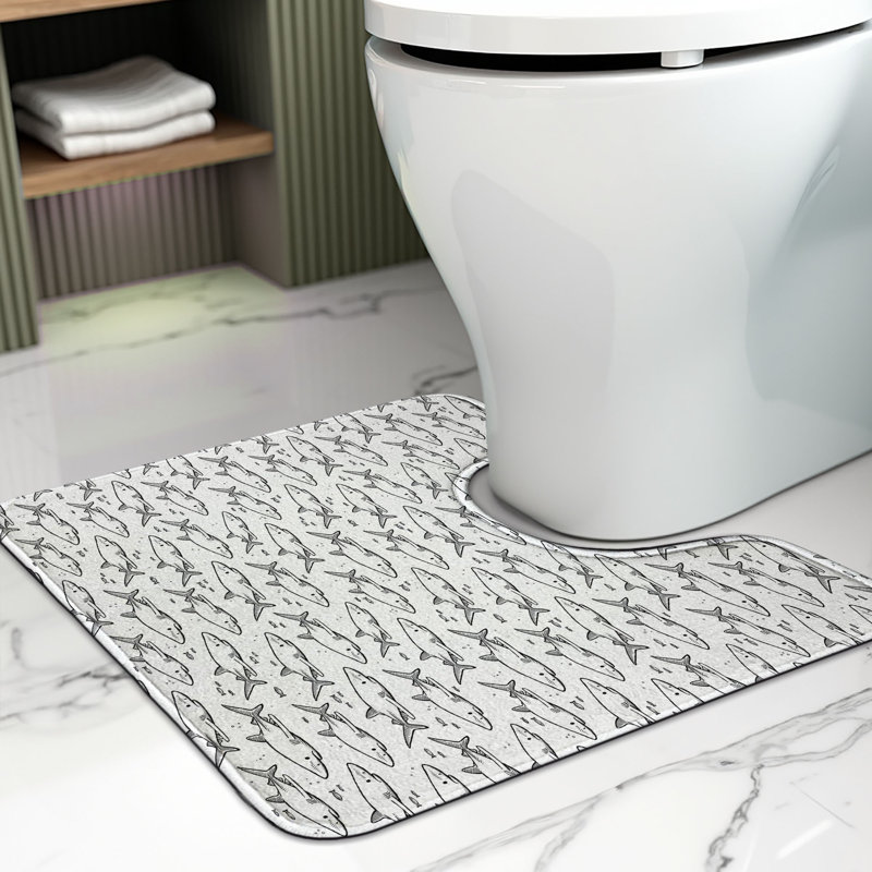 Tapis de salle de bain en forme de U Shark 20 po noir et blanc