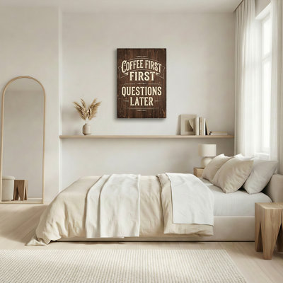 Coffee First   First Questions   Later Canvas Wall Art Oil Painting Print Set Of 1