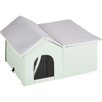 Large Heated Cat House Foldable With Pad - 18W Waterproof Heating Pad, 20C Temperature Increase, Power Failure Protection, Intelligent Thermostat, Aluminum And Pearl Cotton Insulation, Blanket For