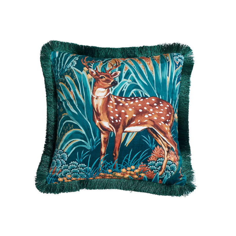Housse de coussin réversible en velours Tassels, Carré 20 po