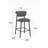 Set Of 2 Upholstered Counter Height Stools With Wood-look Metal Frame, Rolled Backrest, Woven Fabric-1938613151